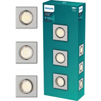 Bodové svítidlo 3x Halogenové podhledové svítidlo LED GU10, pohyblivé, Peridot Philips
