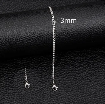 Náramek Ocelový řetízkový náramek | šperk - Stříbrná barva , 3mm , 22cm