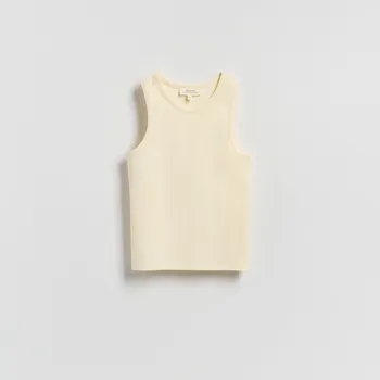 Dámské tričko Reserved - Top s lyocellem - krémová - 116IT-01X - 116IT-01X-M