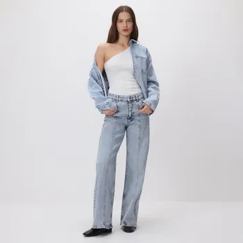 Dámské džíny Reserved - Džíny wide leg s prošitím - modrá - 250IW-50J - 250IW-50J-36