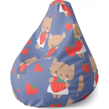 Sedací pytel Sedací vak Pear Kočičky s jahodami - Sablio - 70 x 95 x 15 cm