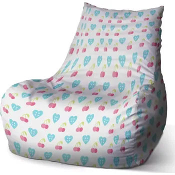 Sedací pytel Sedací vak Bean Třešně a srdce - Sablio - 100 x 90 x 45 cm
