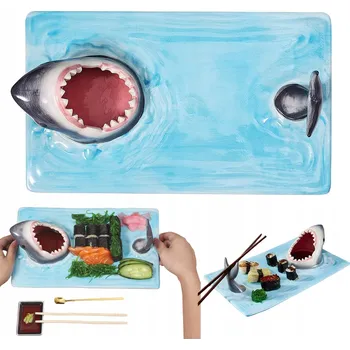 Talíř KERAMICKÝ TALÍŘ VE TVARU ŽRALOKA, UNIKÁTNÍ OBDÉLNÍKOVÝ TALÍŘ NA SUSHI, DEZERTY A POCHUTINY
