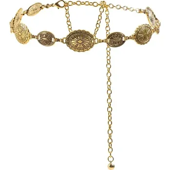 Opasek Retro kovový dámský ozdobný pásek | doplněk - Zlato