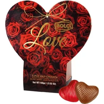 Čokoláda Bolci Heart red roses - srdíčka z mléčné čokolády 100 g