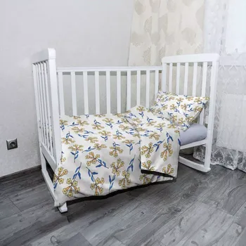 Povlečení Sablio Mikroplyšové povlečení do dětské postýlky Žluté kvítí - 100x135 / 40x60