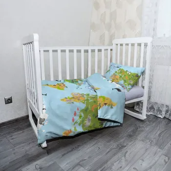 Povlečení Sablio Mikroplyšové povlečení do dětské postýlky Zvířecí mapa světa - 100x135 / 40x60