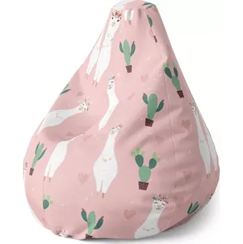 Sedací pytel Sedací vak Pear Lama a kaktusy - Sablio - 70 x 95 x 15 cm