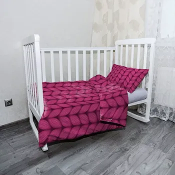 Povlečení Sablio Mikroplyšové povlečení do dětské postýlky Pletení ve fuchsiové barvě - 100x135 / 40x60