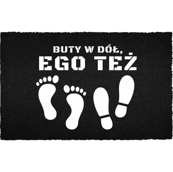 Rohožka VCHODOVÁ ROHOŽKA 40X60CM ČERNÁ KOKOSOVÁ PŘED DVEŘE VTIPNÁ BOTY DOLŮ