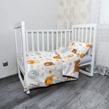 Povlečení Sablio Mikroplyšové povlečení do dětské postýlky Medvěd a liška - 100x135 / 40x60