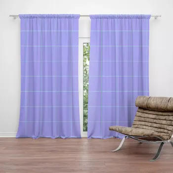 Sablio Závěsy Čtvercový vzor fialové: 2 ks - 140x250 cm - Sablio