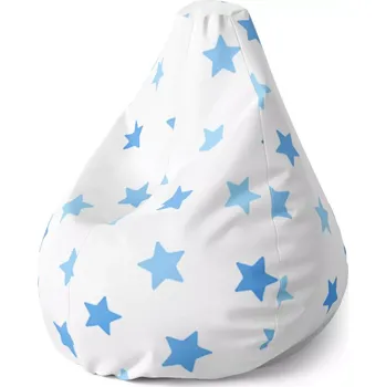 Sedací pytel Sedací vak Pear Modré hvězdy na bílé - Sablio - 70 x 95 x 15 cm