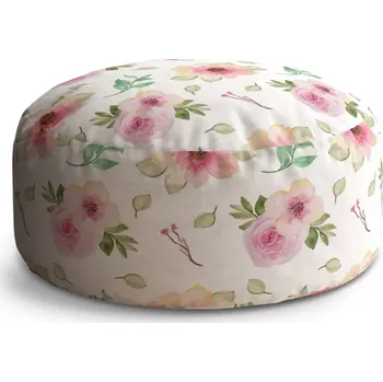 Taburet Sablio Taburet Circle Růžové květy: 38x48 cm