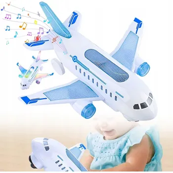 autíčko BÍLÉ LETADLO HRAČKA 25 CM - SVĚTLA A ZVUK, EDUKAČNÍ DÁREK