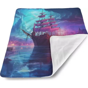 Dětská deka Sablio Dětská deka pro miminko Magická plachetnice pod měsícem - 80x100 cm