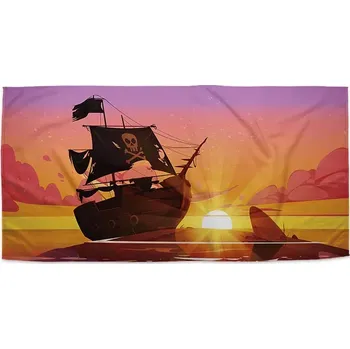 Ručník Sablio Ručník s potiskem Pirátská loď při západu slunce - 30x50 cm