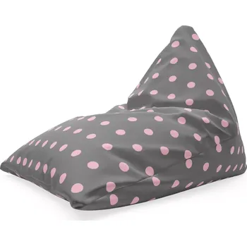 Sedací pytel Sablio Sedací vak Triangl Růžové puntíky na šedé: 120 x 100 x 100 cm - Sablio