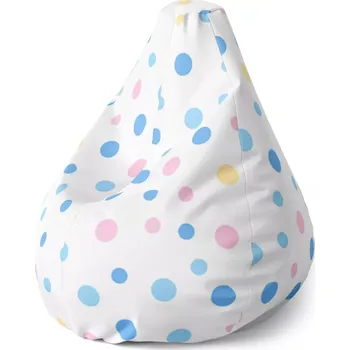 Sedací pytel Sedací vak Pear Barevné puntíky na bílé - Sablio - 70 x 95 x 15 cm