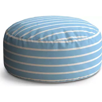 Taburet Sablio Kulatý taburet Circle Modrobílé pruhy: 38x48 cm - Sablio