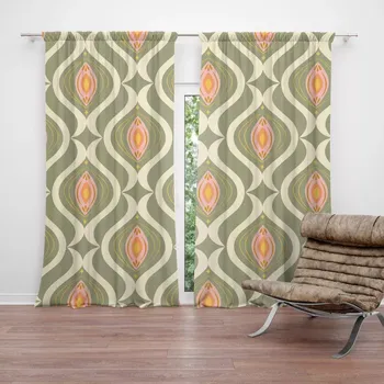 Závěs Sablio Závěsy Retro ornament: 2ks 140x250cm