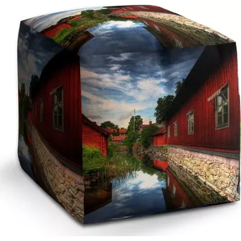 Taburet Sablio Taburet Kostka Červený dům: 40x40x40 cm - Sablio