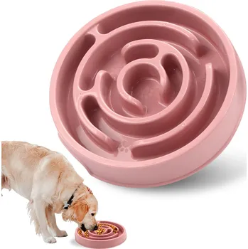 Miska pro psa Miska pro pomalé krmení psa eko protiskluzová | chovatelské potřeby - Macarons růžová