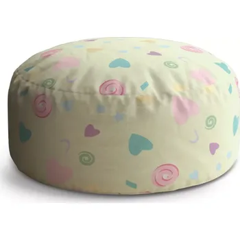 Taburet Sablio Kulatý taburet Circle Srdíčka a spirály XL: 38x48 cm - Sablio