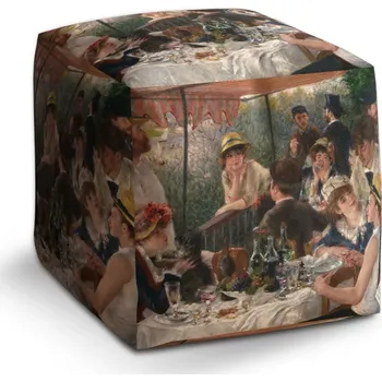 Taburet Sablio Taburet Cube Snídaně veslařů - Auguste Renoir: 40x40x40 cm