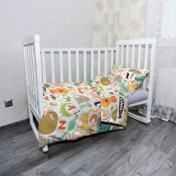 Povlečení Sablio Mikroplyšové povlečení do dětské postýlky Zoo abeceda - 100x135 / 40x60