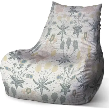 Sedací pytel Sedací vak Bean Šedé květiny - Sablio - 60 x 70 x 70 cm