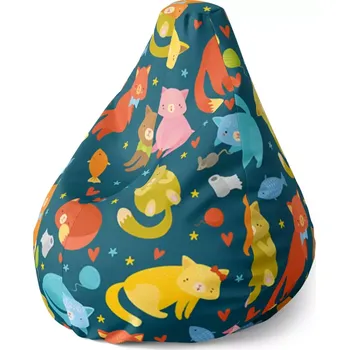 Sedací pytel Sedací vak Pear Kočky s rybkami - Sablio - 70 x 95 x 15 cm