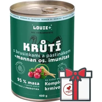 Krmivo pro psa Louie konzerva krůtí s brusinkami a prebiotiky SET 4x 400 g + Louie vývar 400 g ZDARMA