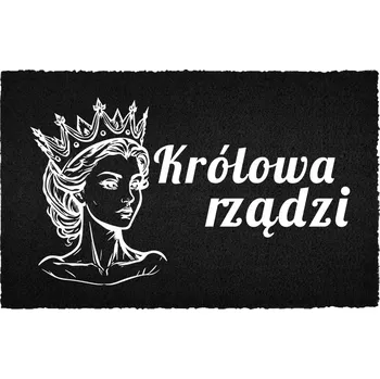 Rohožka VSTUPNÍ ROHOŽKA 40X60CM ČERNÁ KOKOSOVÁ - KRÁLOVNA VLÁDNE (S Vtipným Nápisem)