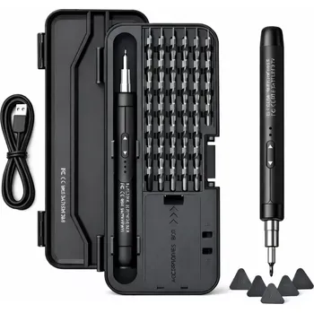 Bit Nakida precizní elektrický šroubovák sada 46v1 (Elektrický přesný šroubovák Nakida – Sada 46 v 1 (38 bitů + 6 servisních trsátek), aku šroubovák na mobily, notebooky a elektroniku, krouticí moment 0.3 Nm, 150 ot/min, magnetický držák, USB-C nabíjení, barv