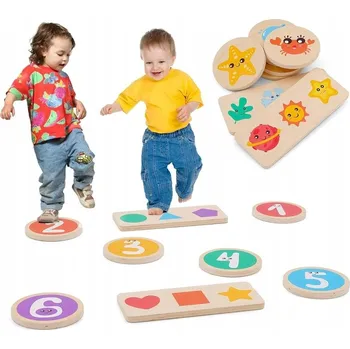 Dřevěná hračka DŘEVĚNÉ BALANČNÍ KAMENY STEZKA PRO DĚTI SADA 8 KUSŮ DÁREK