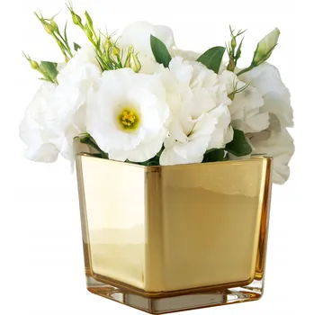 Váza SKLENĚNÁ váza na květiny ZLATÁ 13cm DEKORACE sklo