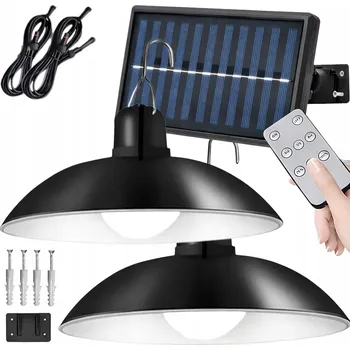 Venkovní osvětlení SOLÁRNÍ LAMPA ZAHRADNÍ LUSTR DVOJITÝ LED VENKOVNÍ S DÁLKOVÝM OVLADAČEM