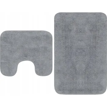 Koupelnová předložka Dvou-dílná Sada Koupelnových Předložek Šedá Látka