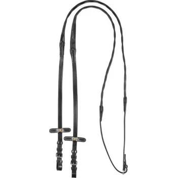 Otěže EQUESTRO s gumovým gripem black FULL