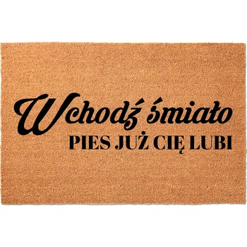 Rohožka KOKOSOVÁ VSTUPNÍ ROHOŽKA 40X60 KE DVEŘÍM VTIPNÁ S NÁPISEM PES TĚ MÁ RÁD