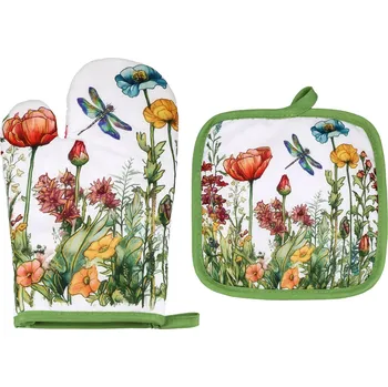 Chňapka Carmani, sada chňapka a kuchyňská rukavice - LAURA LOZANO/Polní květy