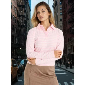 Dámské tričko Sinsay - Proužkované polo tričko - růžová - 995GZ-30X - 995GZ-30X-M