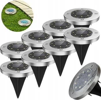 Venkovní osvětlení SOLÁRNÍ LAMPA Zapichovací Nájezdová LED Venkovní Zahradní Stříbrná 8 KUSŮ