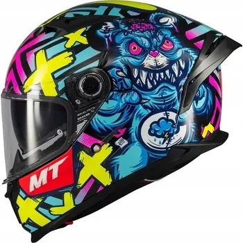 Helma na motorku Integrální motocyklová přilba MT FF118SV BRAKER SV CRAZY TEDDY B7 lesklá XL