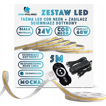 LED páska 24V SADA LED pásek COB NEUTRÁLNÍ 5M + DÁLKOVÝ OVLADAČ DOTYKOVÝ.