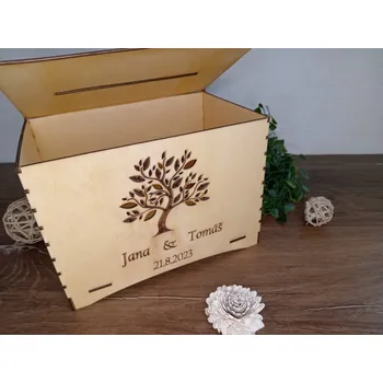 Svatební dekorace Svatební pokladnička na peníze - Dřevěný box na peníze