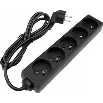 Napájecí kabel Prodlužovací Kabel s přepěťovou ochranou AKB-Poland 1,5 m 5 zásuvek černý