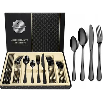 Příbor Sada příborů 24 ks nerezová ocel černá pro 6 osob