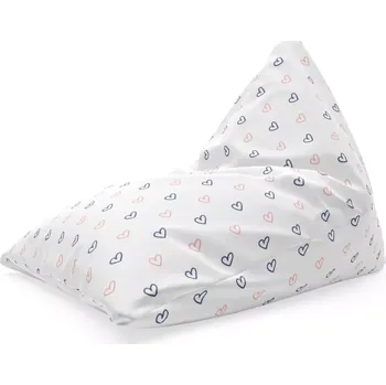 Sedací pytel Sablio Sedací vak Triangl Srdíčka na bílé: 120 x 100 x 100 cm - Sablio